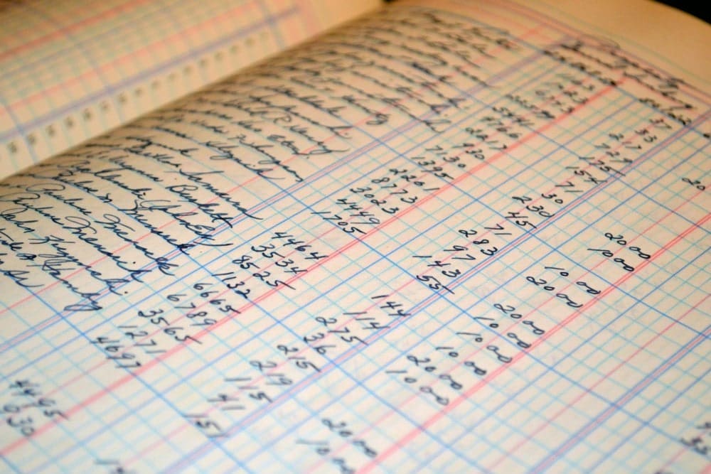 A Business’ Handwritten Ledger Maintained by a Nashville CPA